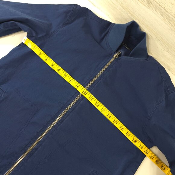 SLATE & STONE Mens MEDIUM Bomber Jacket Blue Cotton Stretch Long Sleeve Full Zip - Picture 13 of 16